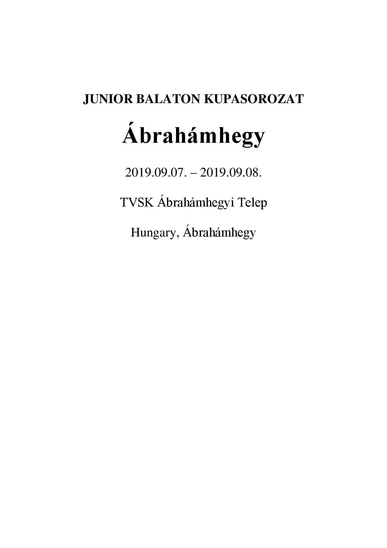 Junior Balaton Kupasorozat Ábrahámhegy